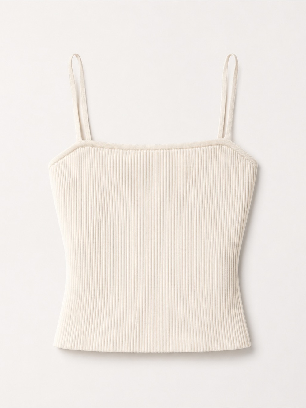 Babaton Ribbed Square-Neck Tank in Cream